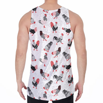 Exotic Chicken Pattern Print Men's Velvet Tank Top