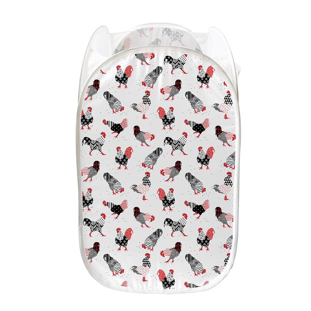 Exotic Chicken Pattern Print Mesh Laundry Hamper