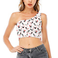 Exotic Chicken Pattern Print One Shoulder Crop Top