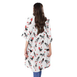 Exotic Chicken Pattern Print Open Front Beach Cover Up