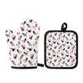 Exotic Chicken Pattern Print Oven Mitt And Pot Holder Set