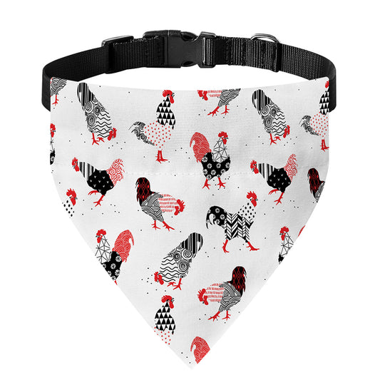 Exotic Chicken Pattern Print Over The Collar Dog Bandana