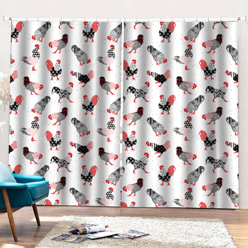 Exotic Chicken Pattern Print Pencil Pleat Curtains