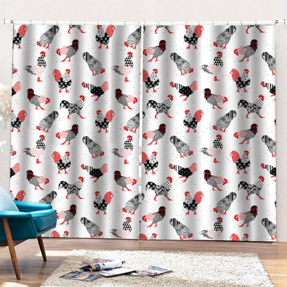 Exotic Chicken Pattern Print Pencil Pleat Curtains