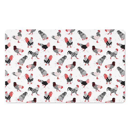 Exotic Chicken Pattern Print Polyester Doormat