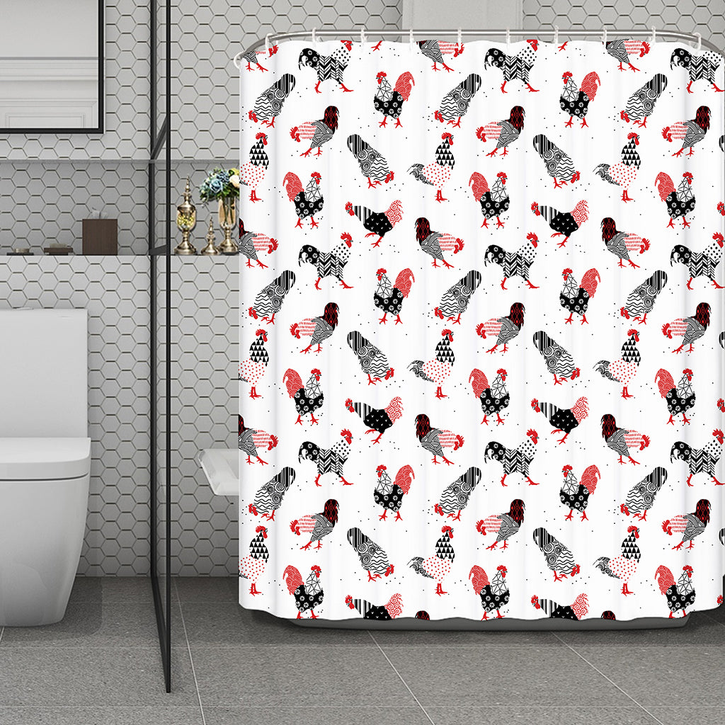 Exotic Chicken Pattern Print Polyester Shower Curtain