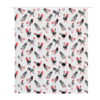 Exotic Chicken Pattern Print Polyester Shower Curtain