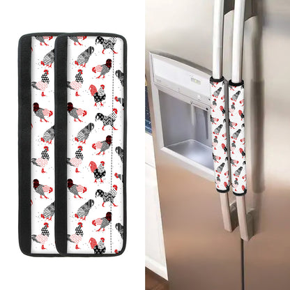 Exotic Chicken Pattern Print Refrigerator Handle Covers