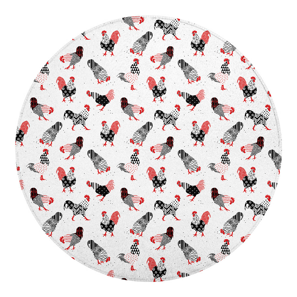 Exotic Chicken Pattern Print Round Blanket