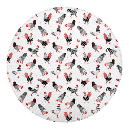 Exotic Chicken Pattern Print Round Blanket