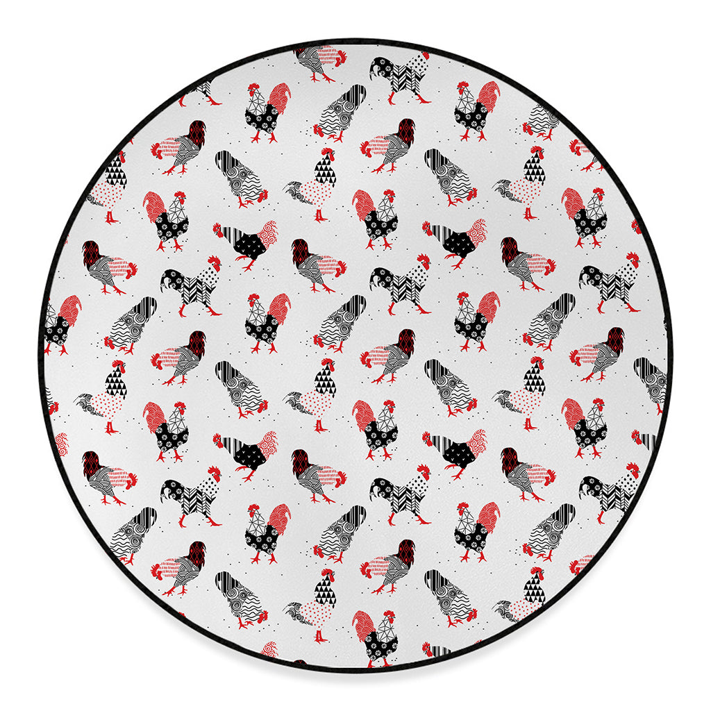 Exotic Chicken Pattern Print Round Floor Mat