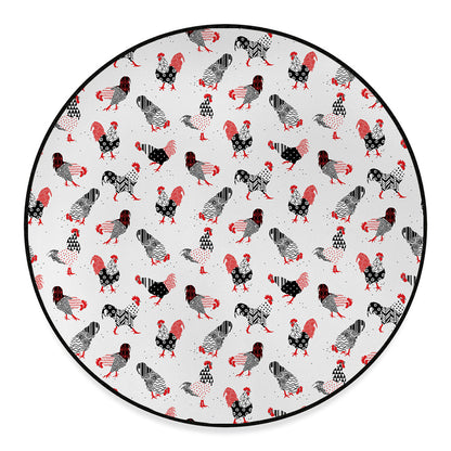 Exotic Chicken Pattern Print Round Floor Mat