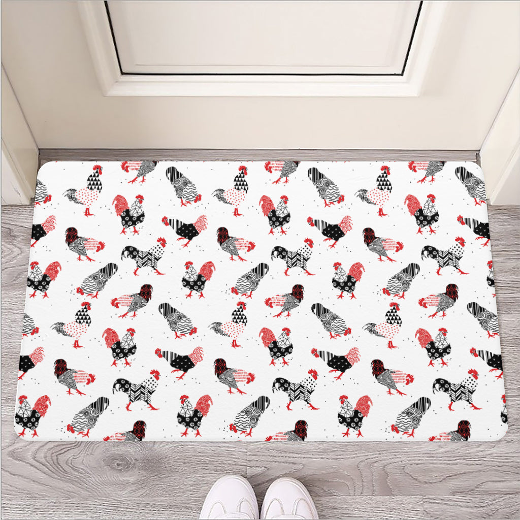 Exotic Chicken Pattern Print Rubber Doormat