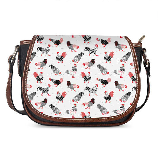 Exotic Chicken Pattern Print Saddle Bag