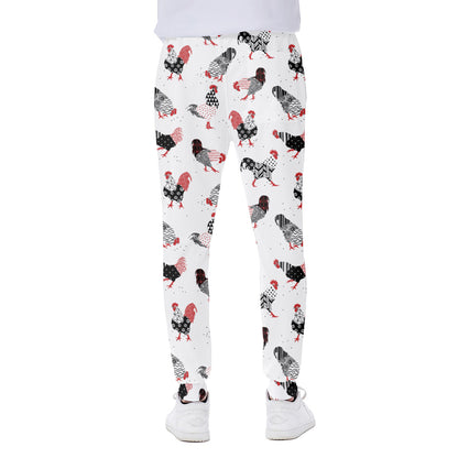 Exotic Chicken Pattern Print Scuba Joggers