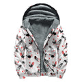 Exotic Chicken Pattern Print Sherpa Lined Zip Up Hoodie