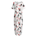 Exotic Chicken Pattern Print Short Sleeve Long Nightdress