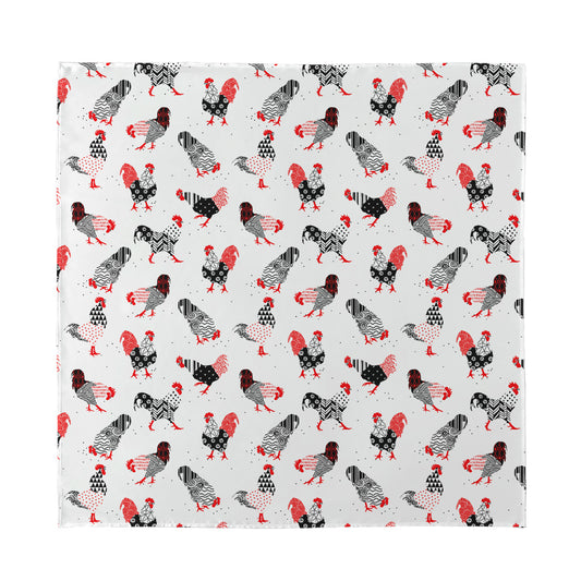 Exotic Chicken Pattern Print Silk Bandana