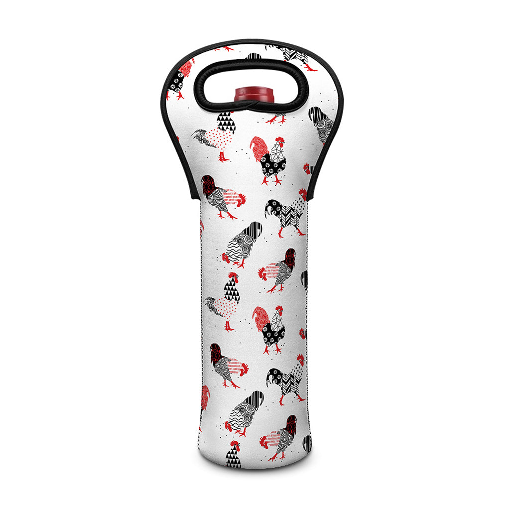 Exotic Chicken Pattern Print Single Neoprene Wine Tote