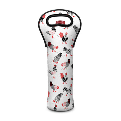 Exotic Chicken Pattern Print Single Neoprene Wine Tote