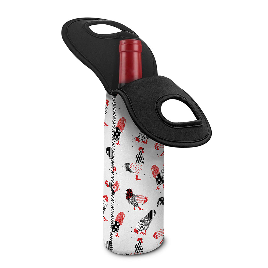 Exotic Chicken Pattern Print Single Neoprene Wine Tote
