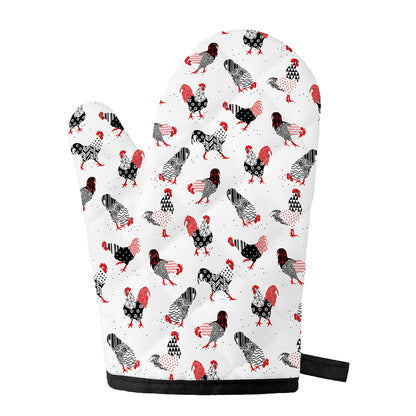 Exotic Chicken Pattern Print Single Oven Mitt