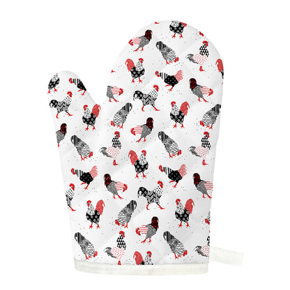 Exotic Chicken Pattern Print Single Oven Mitt