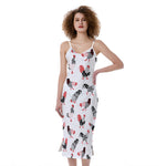 Exotic Chicken Pattern Print Slim Fit Midi Cami Dress