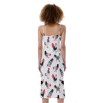 Exotic Chicken Pattern Print Slim Fit Midi Cami Dress