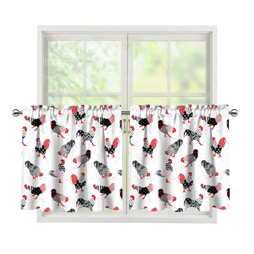Exotic Chicken Pattern Print Tier Curtains