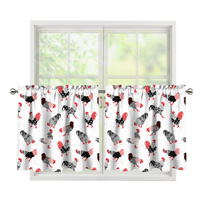 Exotic Chicken Pattern Print Tier Curtains