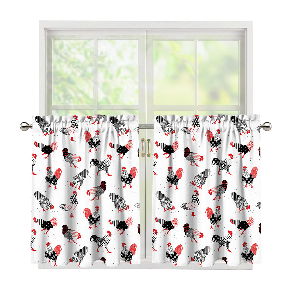 Exotic Chicken Pattern Print Tier Curtains