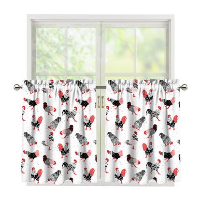 Exotic Chicken Pattern Print Tier Curtains