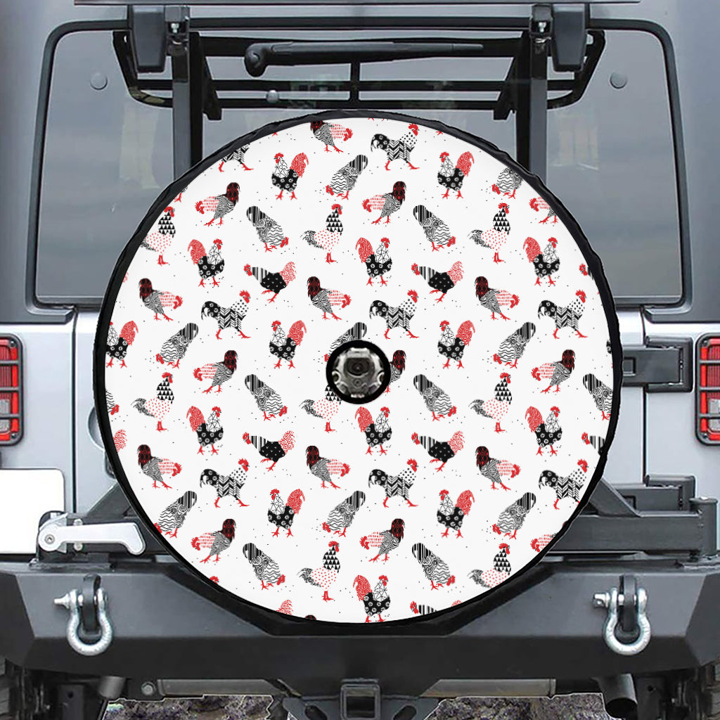 Exotic Chicken Pattern Print Tire Cover With Camera Hole