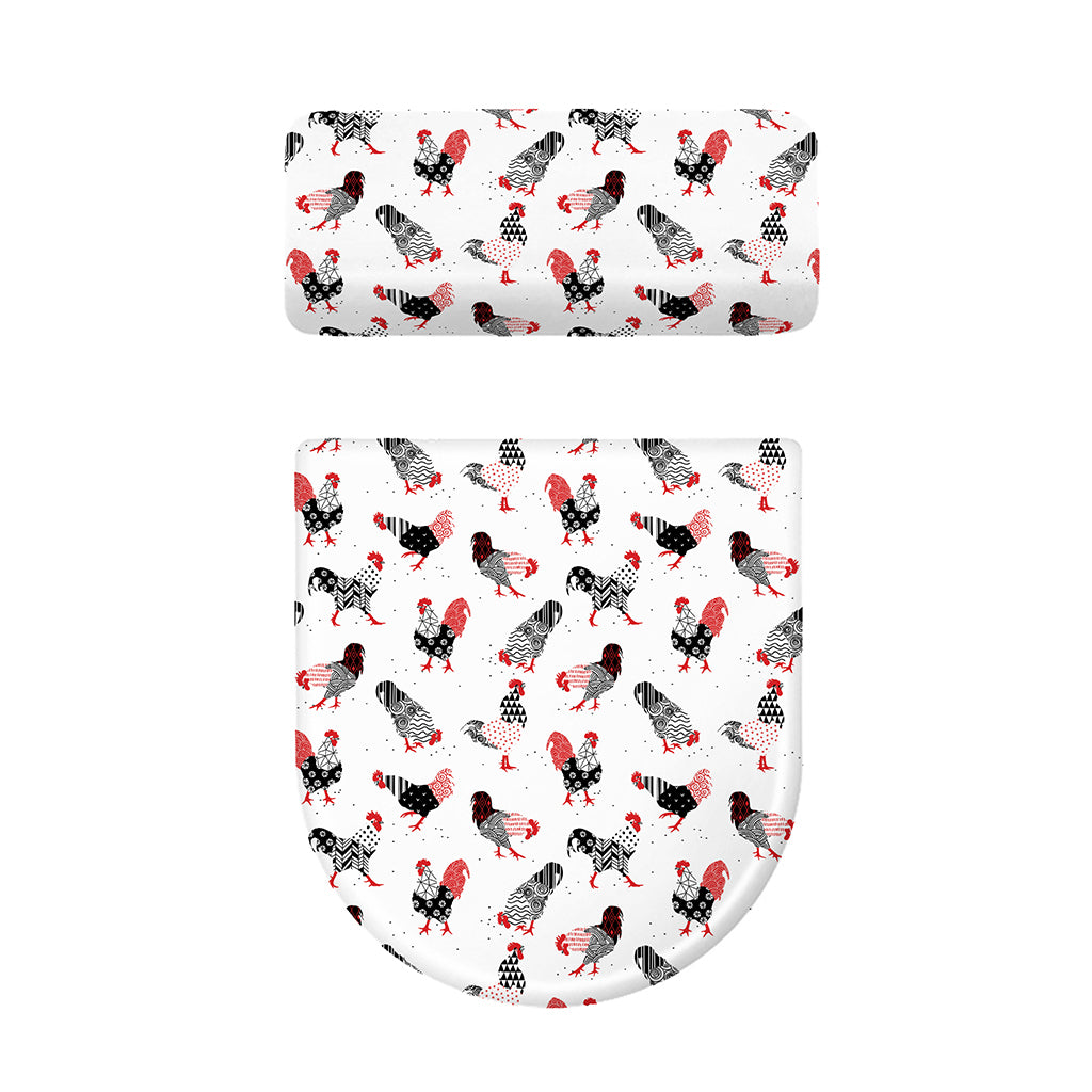 Exotic Chicken Pattern Print Toilet Lid And Tank Cover Set