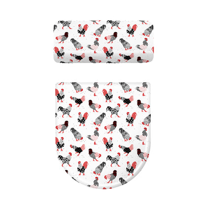 Exotic Chicken Pattern Print Toilet Lid And Tank Cover Set