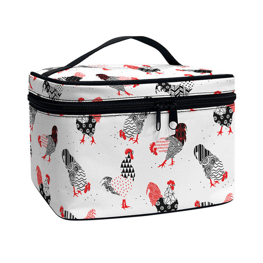 Exotic Chicken Pattern Print Travel Makeup Bag