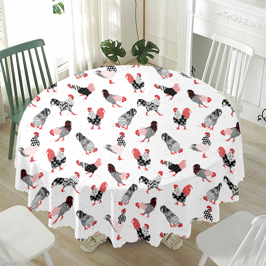 Exotic Chicken Pattern Print Waterproof Round Tablecloth