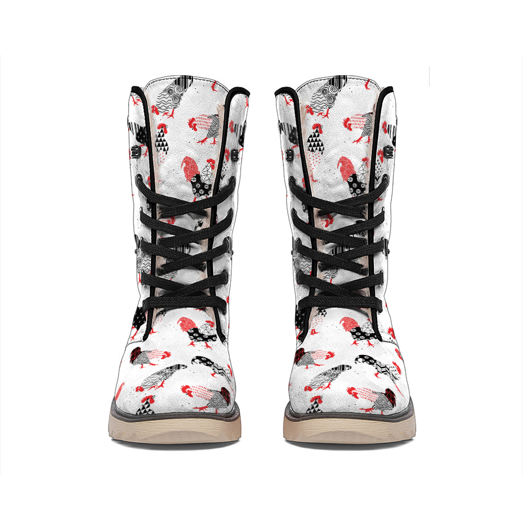 Exotic Chicken Pattern Print Winter Boots