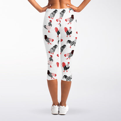 Exotic Chicken Pattern Print Women's Capri Leggings