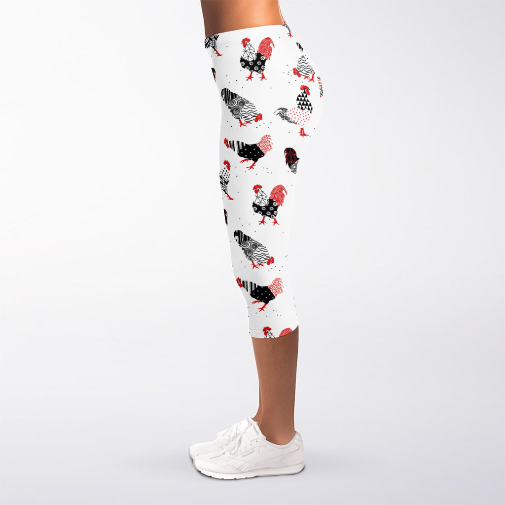 Exotic Chicken Pattern Print Women's Capri Leggings