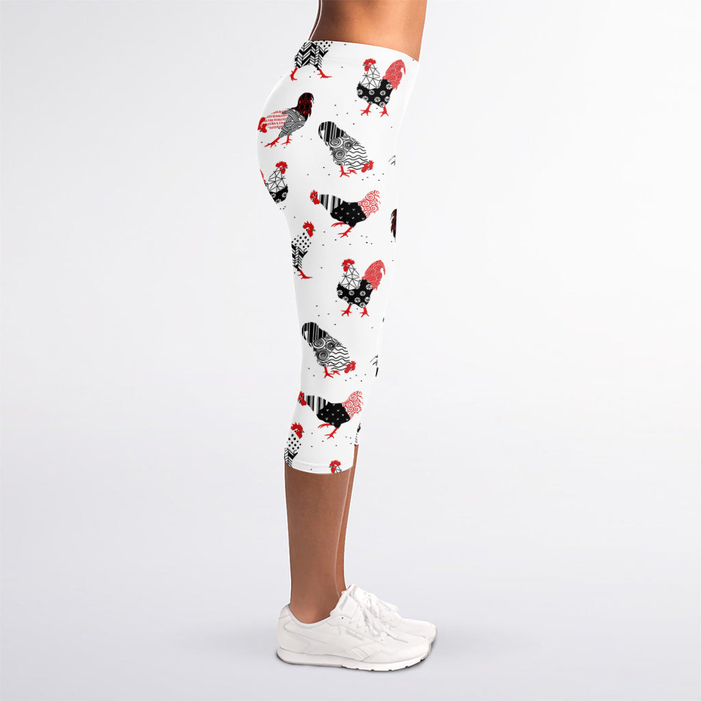 Exotic Chicken Pattern Print Women's Capri Leggings