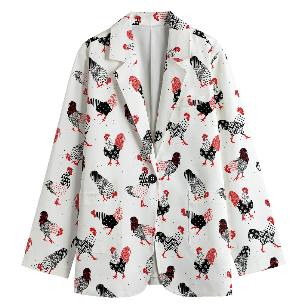 Exotic Chicken Pattern Print Women's Cotton Blazer