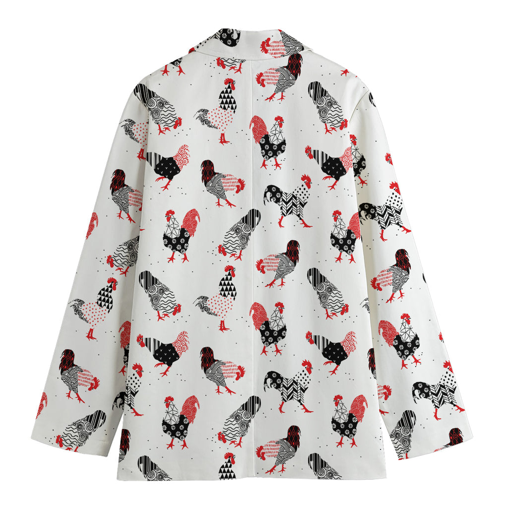 Exotic Chicken Pattern Print Women's Cotton Blazer