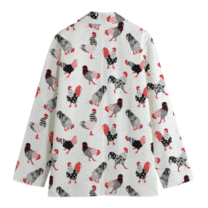 Exotic Chicken Pattern Print Women's Cotton Blazer