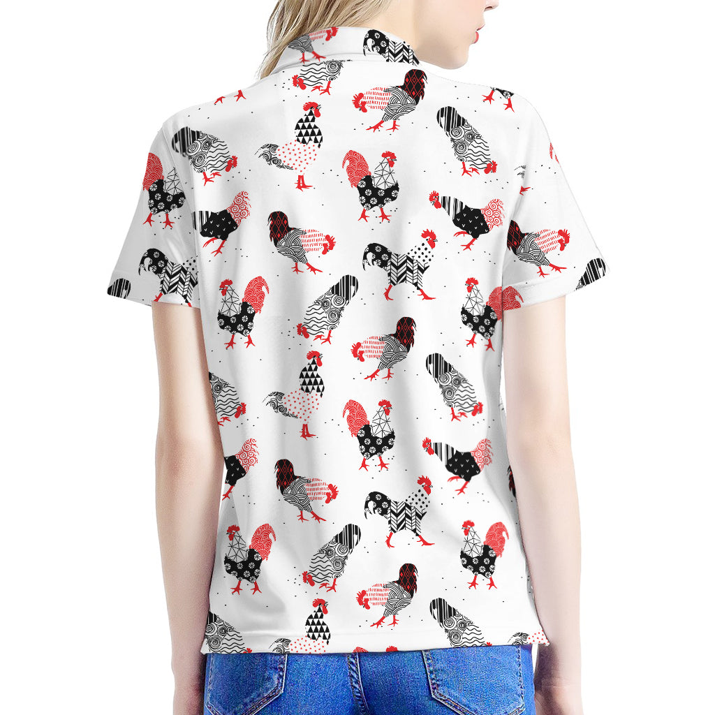 Exotic Chicken Pattern Print Women's Polo Shirt