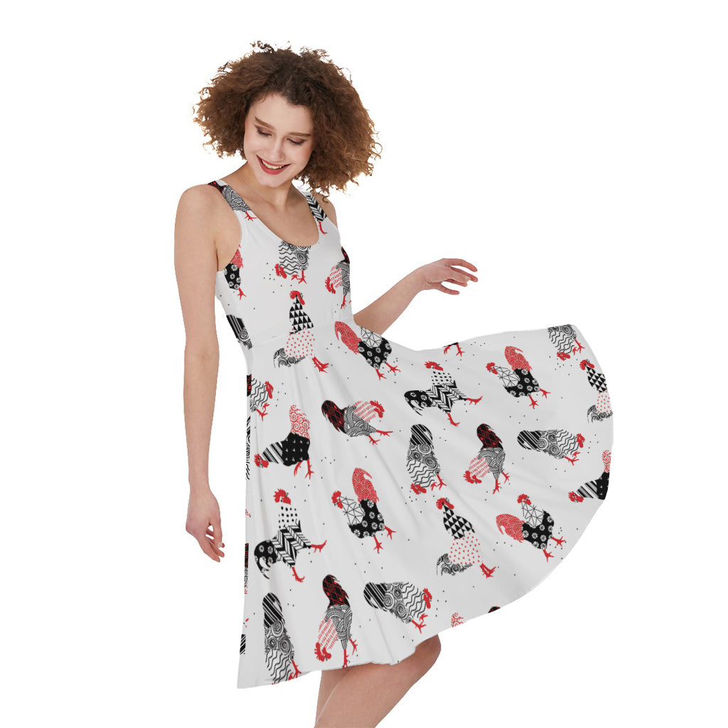 Exotic Chicken Pattern Print Women's Sleeveless Dress
