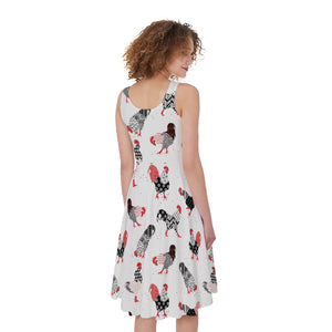 Exotic Chicken Pattern Print Women's Sleeveless Dress
