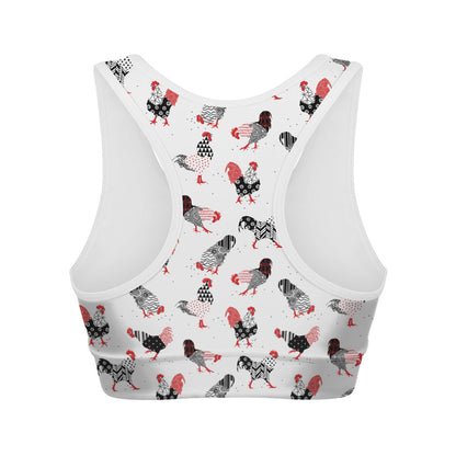 Exotic Chicken Pattern Print Women's Sports Bra