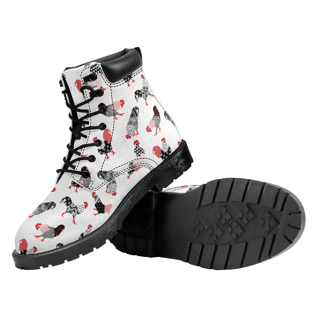 Exotic Chicken Pattern Print Work Boots